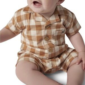 Modern moments Plaid Baby Romper in Brown and White